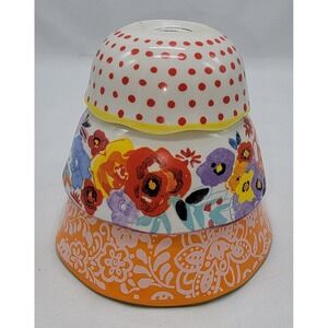 Pioneer Woman Flea Market Nesting Dry Measuring Bowls Set of 3 Ceramic